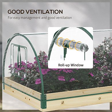 Outsunny Raised Garden Bed with Greenhouse PVC Cover, 4' x 3' x 2', Natural