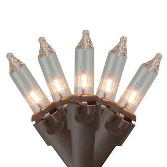 10 Count Clear Mini Christmas Light Set 5.5 ft Brown Wire