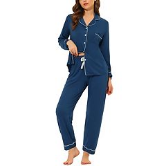 Women's Satin Sleepwear Lounge with Pants Nightwear Long Sleeves Pajama Set