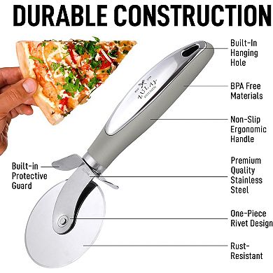 Zulay Kitchen Pizza Cutter Wheel With Non Slip Ergonomic Handle