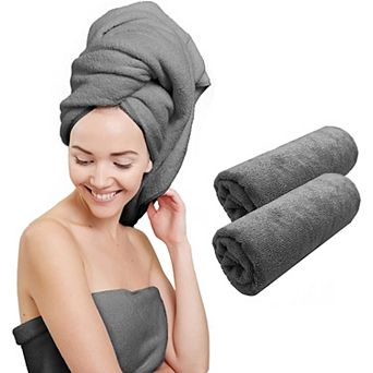 Scala Microfiber Hair Towel Wrap Rectangle Twist for Women (2 Pack)