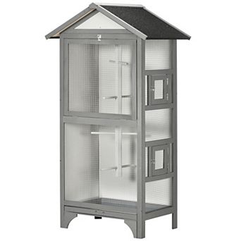 PawHut Bird Aviary with Removable Tray Wooden Bird Cage