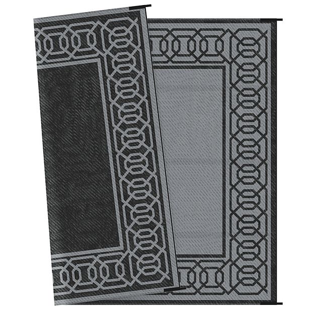 Outdoor Rug for Patio Clearance, Waterproof Mat,Reversible Plastic Camping Rugs,Black & Gray Foundry Select Rug Size: Rectangle 9' x 12