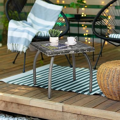 Patio Rattan Coffee Table Outdoor Wicker Side Table Furniture Garden Balcony
