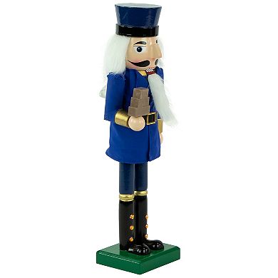 14" Blue and Gold Wooden Mail Carrier Christmas Nutcracker