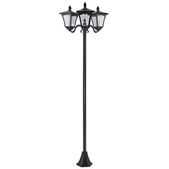 Outsunny 72" Solar Lamp Post, Triple-Head Street Light, All-Weather Waterproof Stainless Steel, Vintage Style for Garden, Lawn, Pathway, Driveway, Black