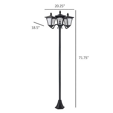 Outsunny 72inch Outdoor Solar Light Post, Triple Head Lamp