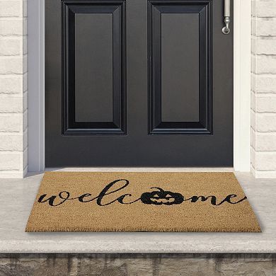 Natural Coir Pumpkin "Welcome" Halloween Doormat 18" x 30"
