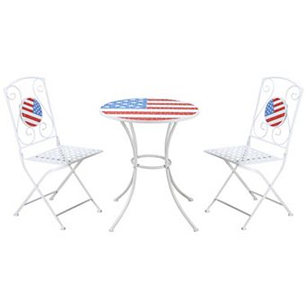 Outsunny Folding Patio Bistro Set, American Flag and