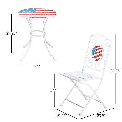 Outsunny Folding Patio Bistro Set, American Flag and