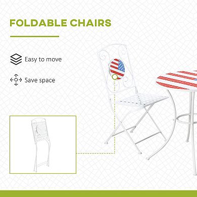 Outsunny Folding Patio Bistro Set, American Flag and
