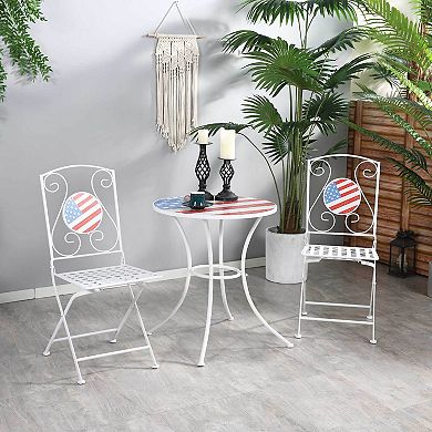 Outsunny Folding Patio Bistro Set, American Flag and