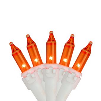 100-Count Orange Mini Christmas Lights Set 20.25ft White Wire