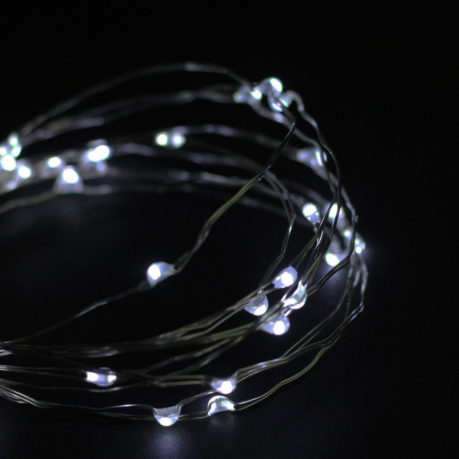 30-Light Battery-Operated Silver and Iridescent Tinsel Garland