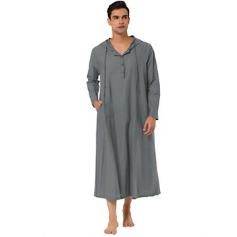 Men's Nightshirt Long Sleeves Hooded Loungewear Nightgown Pajamas
