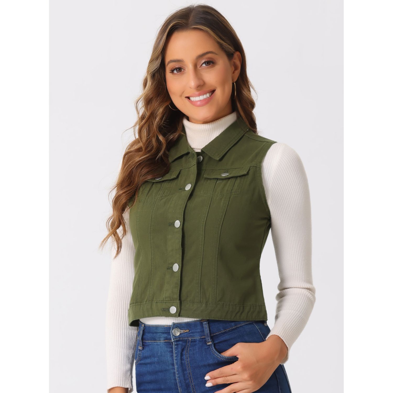 Uxcell Women's Plus Size Single Breasted Denim Vest With Two Flap Chest Pockets Black 2X : Buy Online At Best Price In KSA - Souq Is Now