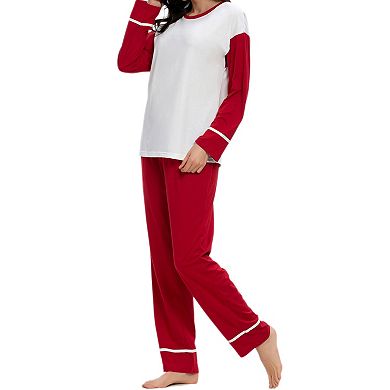 Women's Sleepwear Round Neck Nightwear with Pants Loungewear Pajama Set