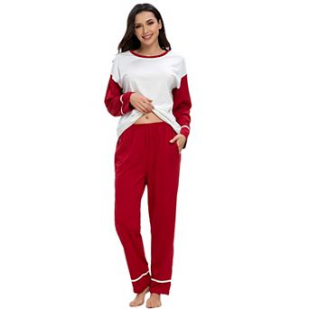 Women's Sleepwear Round Neck Nightwear with Pants Loungewear Pajama Set