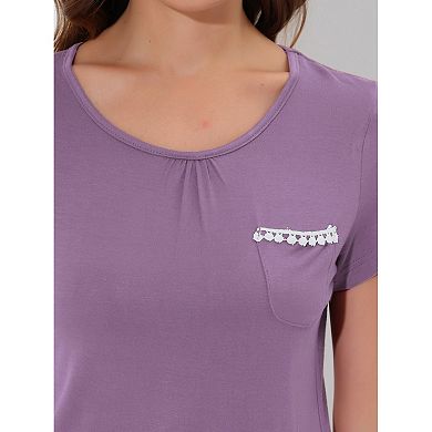 Women's Lounge Sleepwear Pajama Round Neck Capri Nightwear Casual Sets