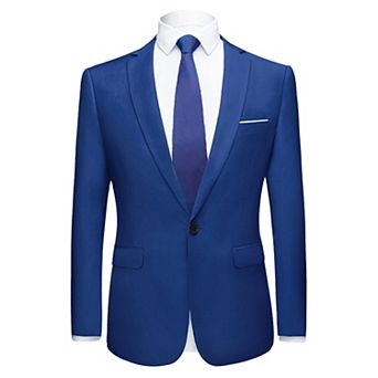 Men's Dress Slim Fit Blazer Single Breasted One Button Prom Suit Sports Coat