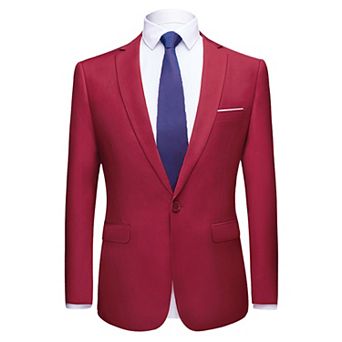 Men's Dress Slim Fit Blazer Single Breasted One Button Prom Suit Sports Coat