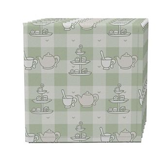 Napkin Set of 4, 100% Cotton, 20x20", Tea Time Plaid