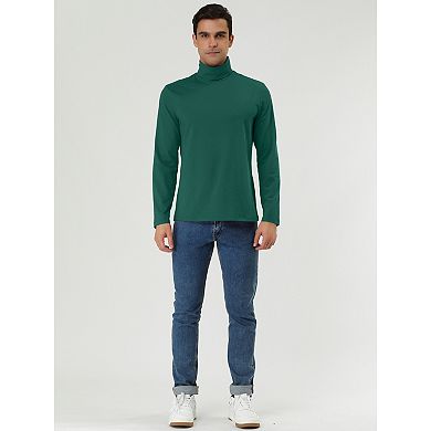 Men's Pullover Turtle Neck Long Sleeves Stretchy Slim Fit Tops