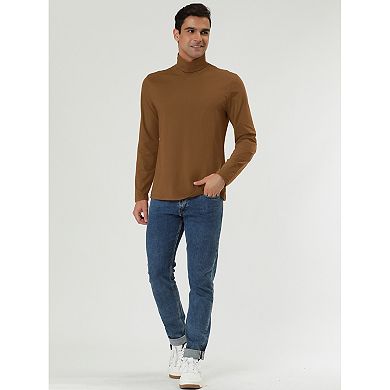 Men's Pullover Turtle Neck Long Sleeves Stretchy Slim Fit Tops
