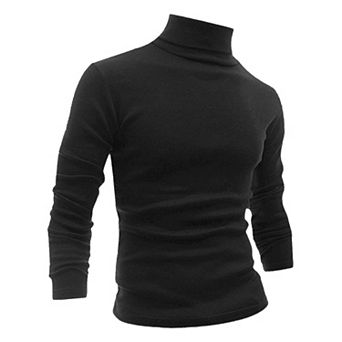 Men's Pullover Turtle Neck Long Sleeves Stretchy Slim Fit Tops