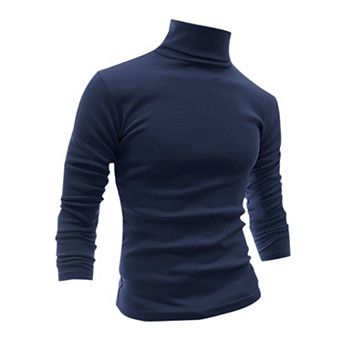 Men's Pullover Turtle Neck Long Sleeves Stretchy Slim Fit Tops