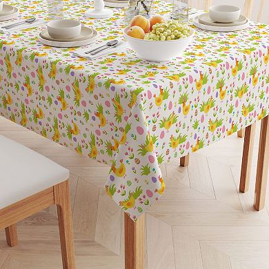 Square Tablecloth, 100% Cotton, 60x60", Cute Springtime Easter