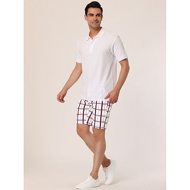 Men's Plaid Shorts Checked Regular Fit Flat Front Dress Shorts