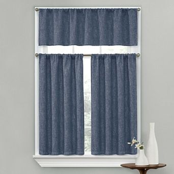 Kate Aurora Complete Textured 3 pc Cafe Kitchen Curtain Tier and Valance Set