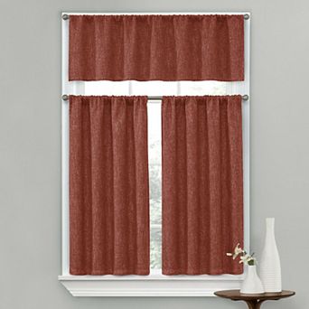 Kate Aurora Complete Textured 3 pc Cafe Kitchen Curtain Tier and Valance Set
