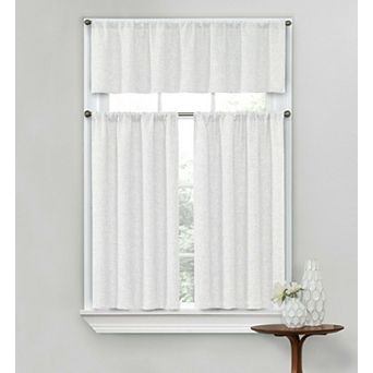 Kate Aurora Complete Textured 3 pc Cafe Kitchen Curtain Tier and Valance Set