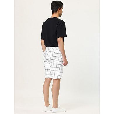 Men's Summer Plaid Shorts Slim Fit Dress Checked Short Pants