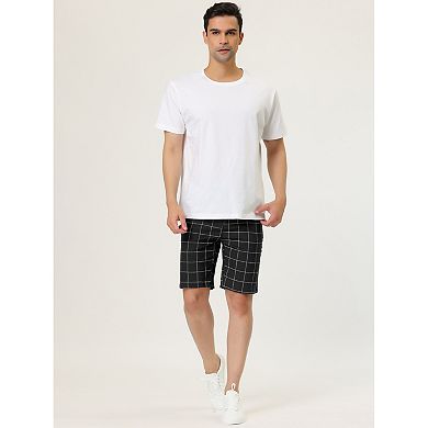 Men's Summer Plaid Shorts Slim Fit Dress Checked Short Pants