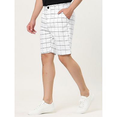 Men's Summer Plaid Shorts Slim Fit Dress Checked Short Pants