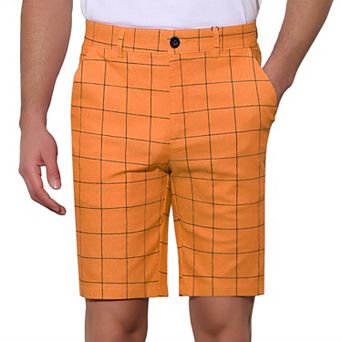 Men's Summer Plaid Shorts Slim Fit Dress Checked Short Pants