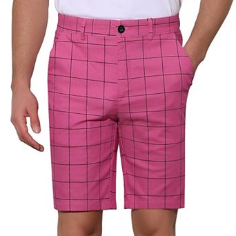 Men's Summer Plaid Shorts Slim Fit Dress Checked Short Pants