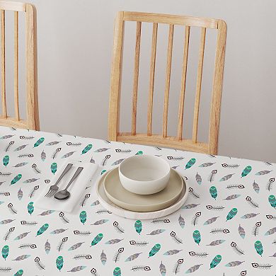 Round Tablecloth, 100% Cotton, 60 Round", Boho Print Feathers