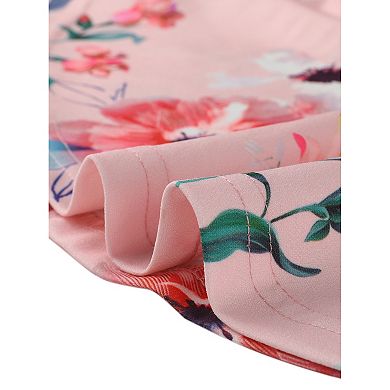 Women's Floral Cami Sleeveless Tank Top V Neck Tie Waist Peplum Blouse