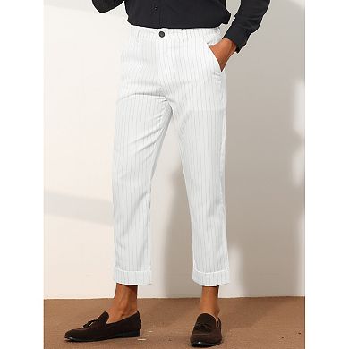 Men's Vertical Stripes Flat Front Chino Dress Pants
