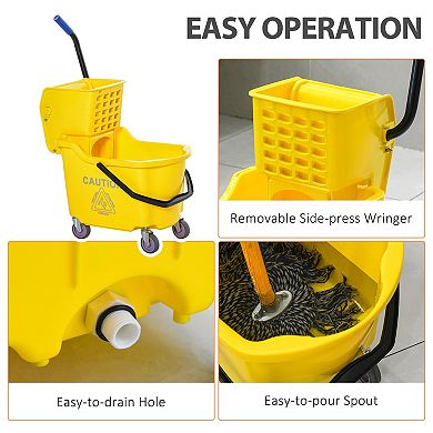 Home Janitorial Cleaning Floor Bucket With 34 Quart Capacity And Metal Handle