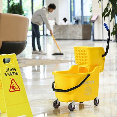 Home Janitorial Cleaning Floor Bucket With 34 Quart Capacity And Metal Handle