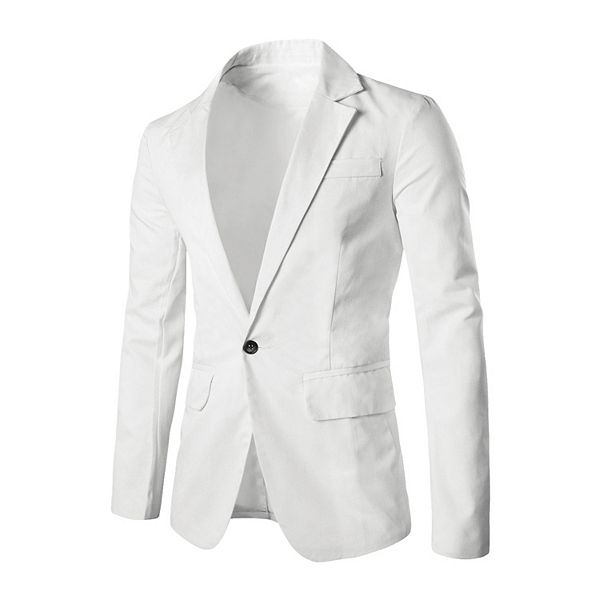 Men's Notched Lapel Long Sleeves Center-vent Back One-button Blazer