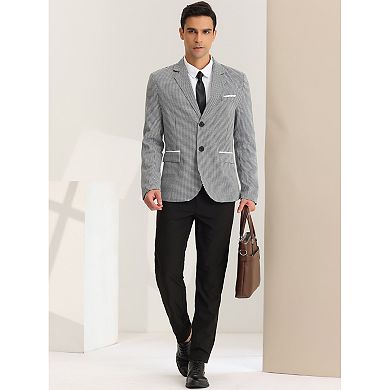 Men's Plaid Pattern Blazer Slim Fit Casual Sports Coat