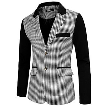 Men's Plaid Pattern Blazer Slim Fit Casual Sports Coat