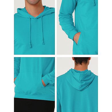 Men's Hoodie Sweatshirt Long Sleeves Solid Drawstring Pullover