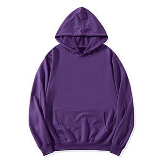 Men's Hoodie Sweatshirt Long Sleeves Solid Drawstring Pullover